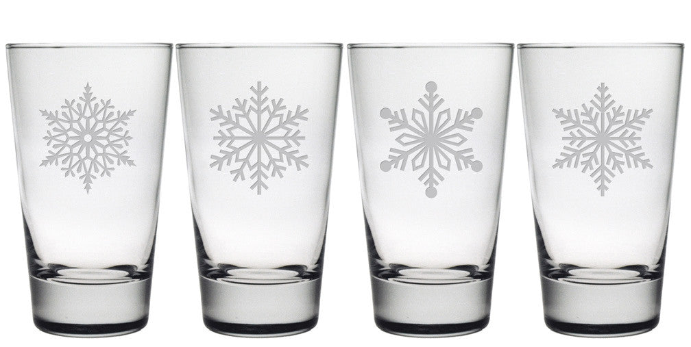 Paper Snowflakes Highball Glasses ~ Set of 4