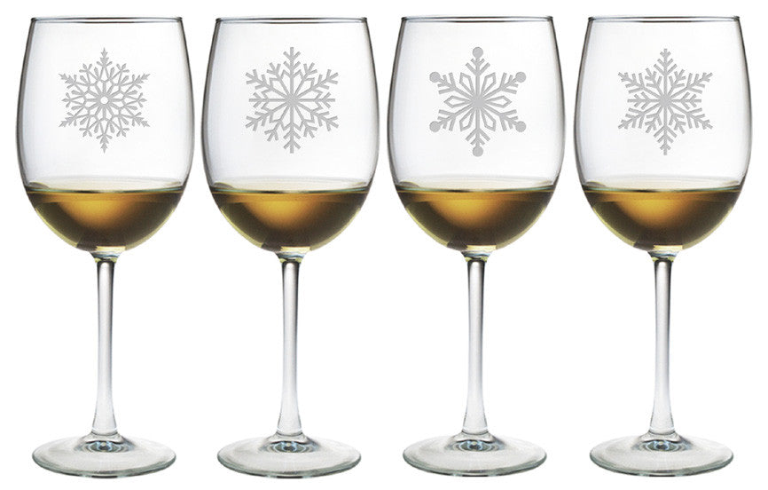 Unique Snowflake Wine Glasses Set of 4