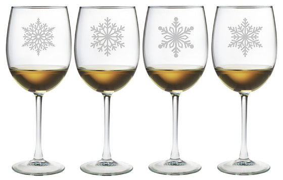  Paper Snowflakes Wine Glasses ~ Set of 4