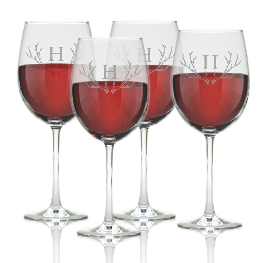Antler Initial Wine Glasses ~ Premier Home & Gifts