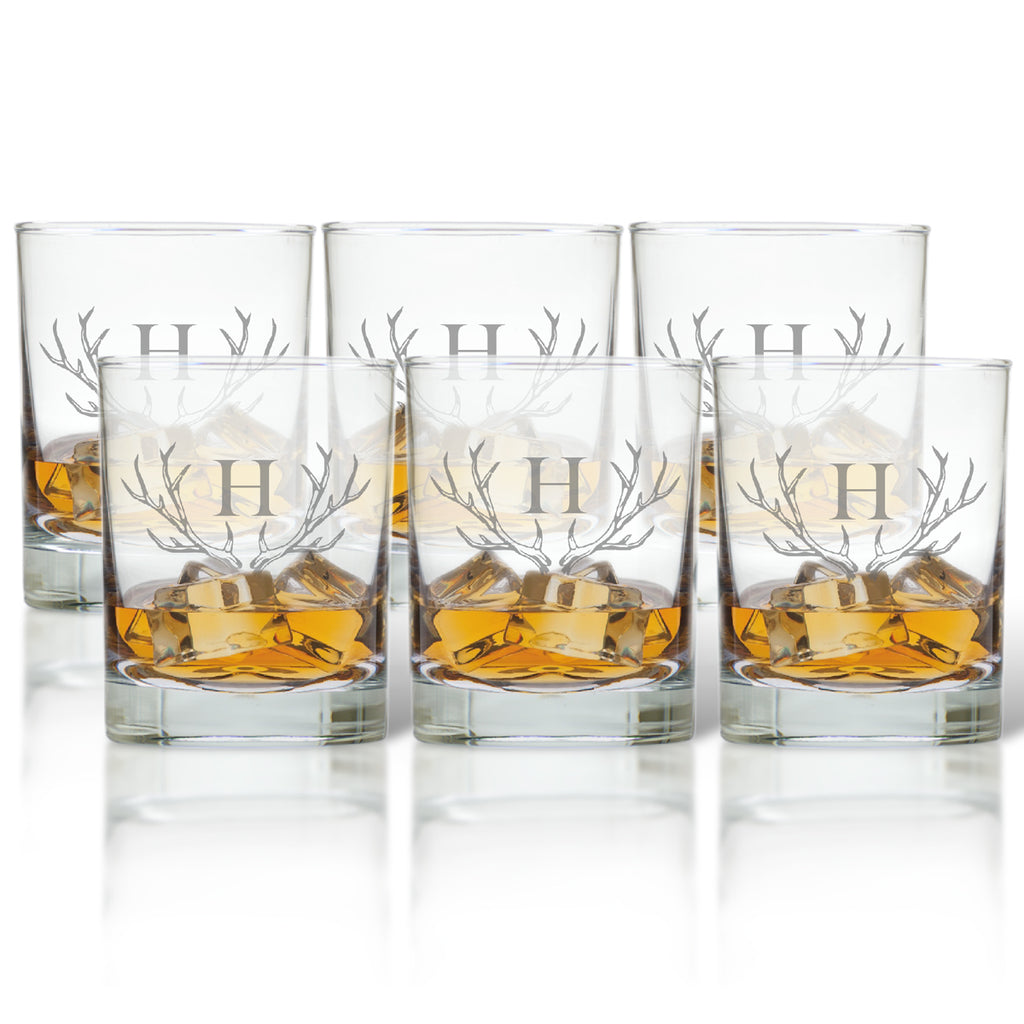 Antler Initial Double Old Fashioned Glasses - Premier Home & Gifts