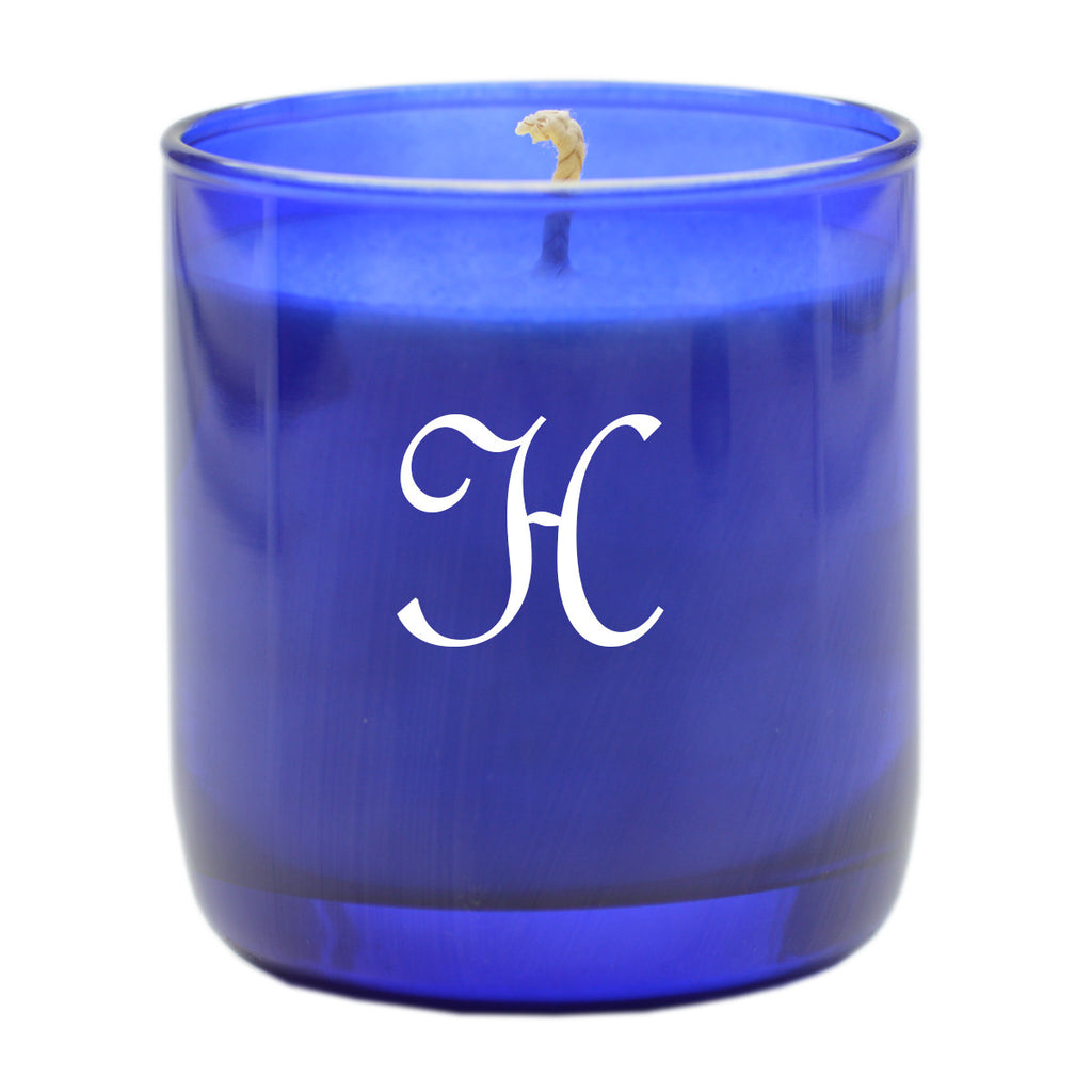 Cobalt Blue Glass Scented Candle - Personalized