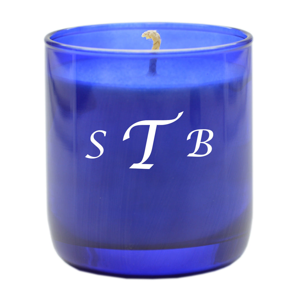 Cobalt Blue Glass Scented Candle - Personalized