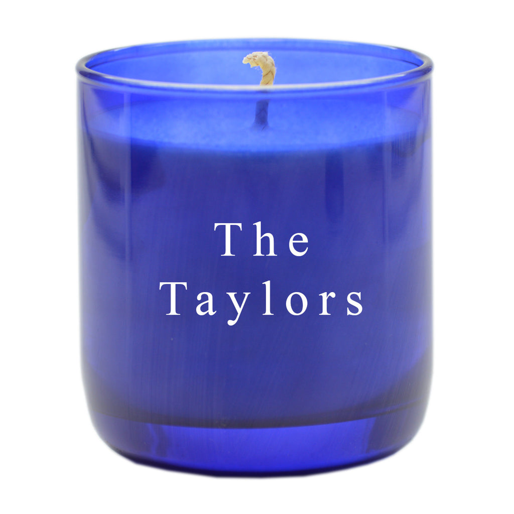 Cobalt Blue Glass Scented Candle - Personalized
