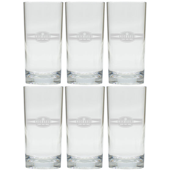 Sports, Food & Drinks Highball Glasses ~ Personalized ~ Set of 6