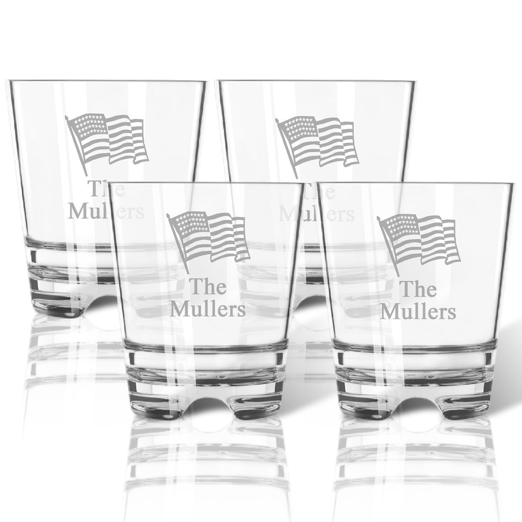 American Flag Double Old Fashioned Outdoor Acrylic Glasses