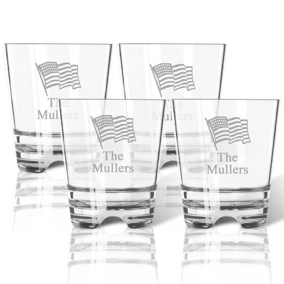 American Flag Double Old Fashioned Outdoor Acrylic Glasses