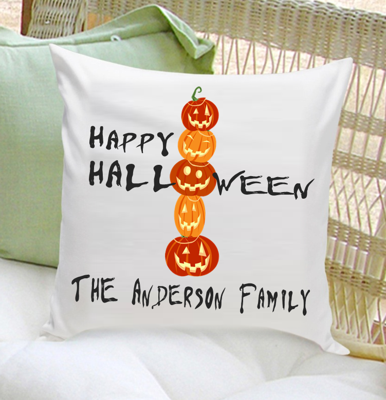 Happy Pumpkins Halloween Throw Pillow