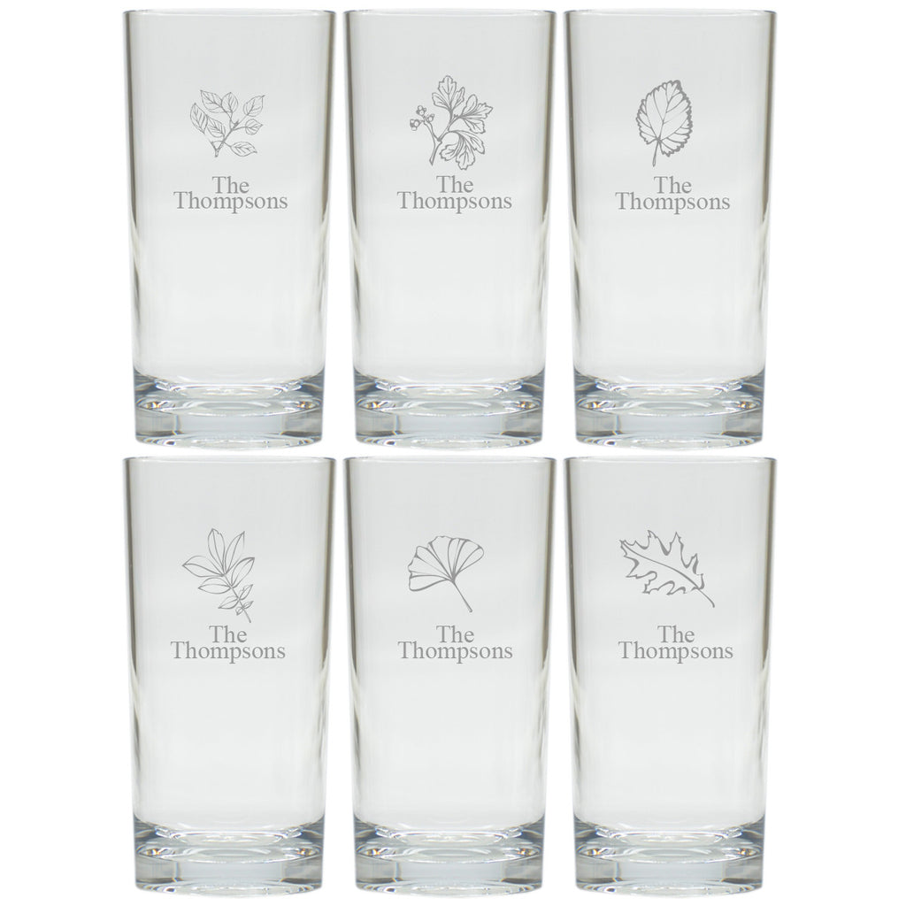 Fall Leaves Highball Glasses ~ Set of 6 ~ Personalized