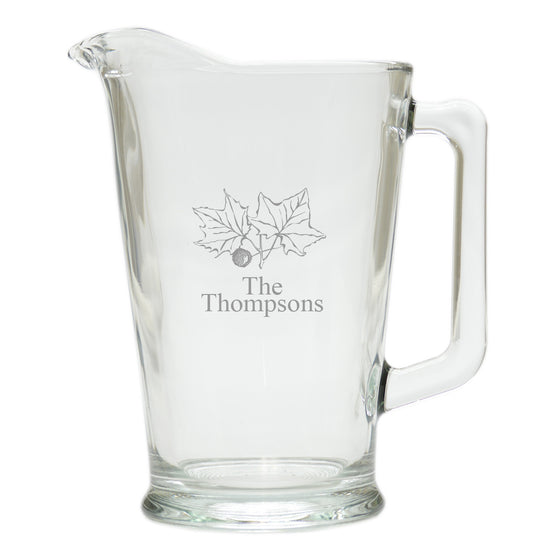 Fall Leaves Glass Pitcher ~ Personalized 