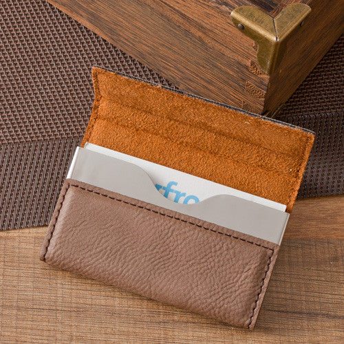 Personalized Mocha Business Card Holder
