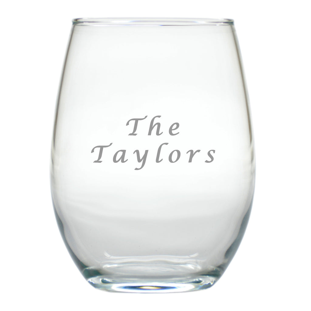 Personalized Name Stemless Wine Glasses ~ Set of 4