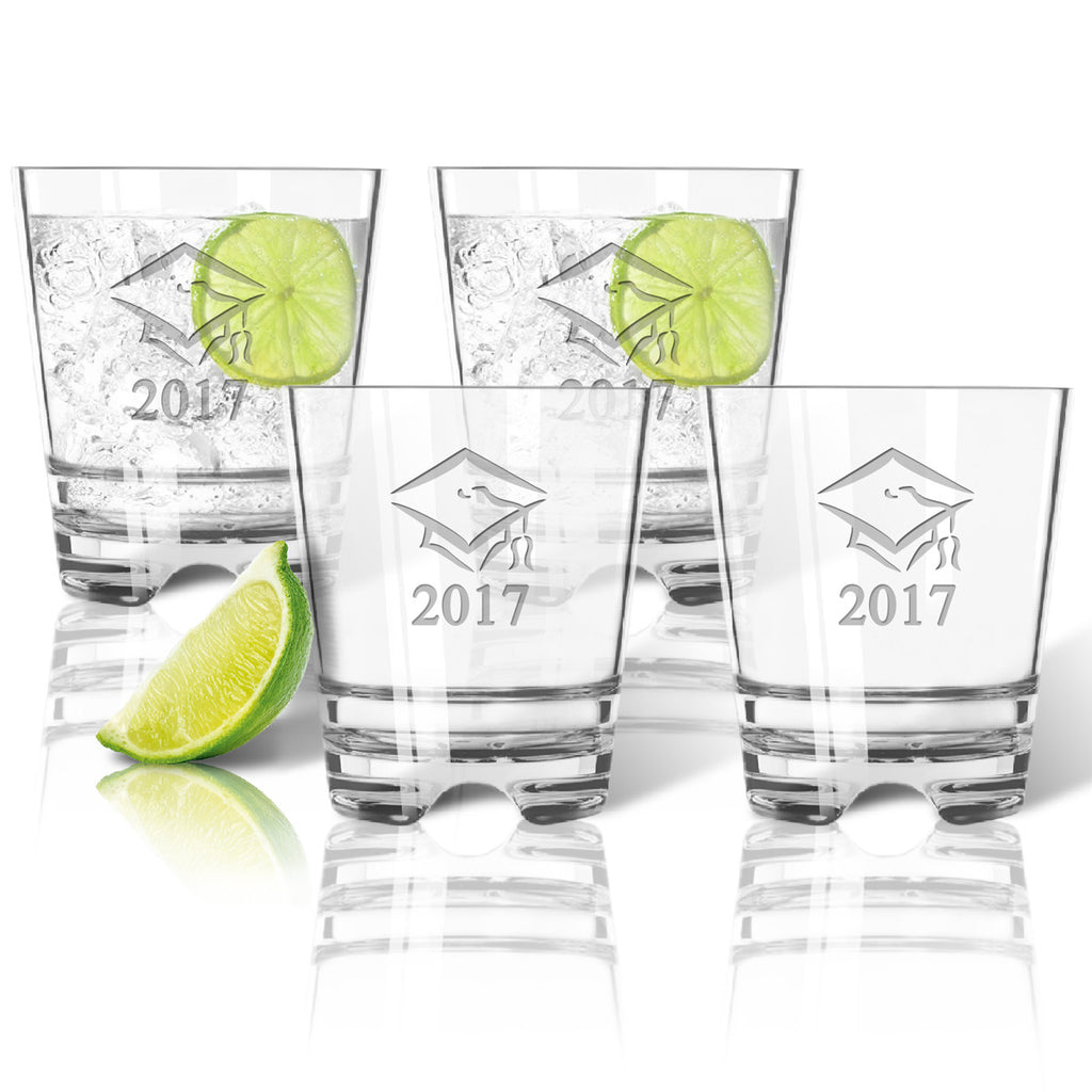 Graduation Cap and Year Double Old Fashioned Outdoor Acrylic Glasses ~ Personalized