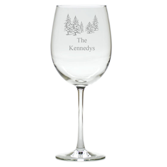 Pine Trees Wine Glasses ~ Personalized ~ Set of 4