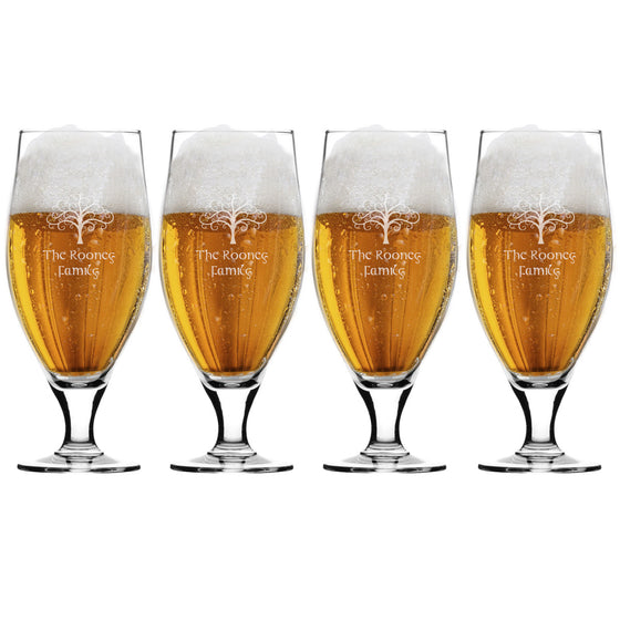 Tree of Life Cervoise Beer Glasses ~ Personalized