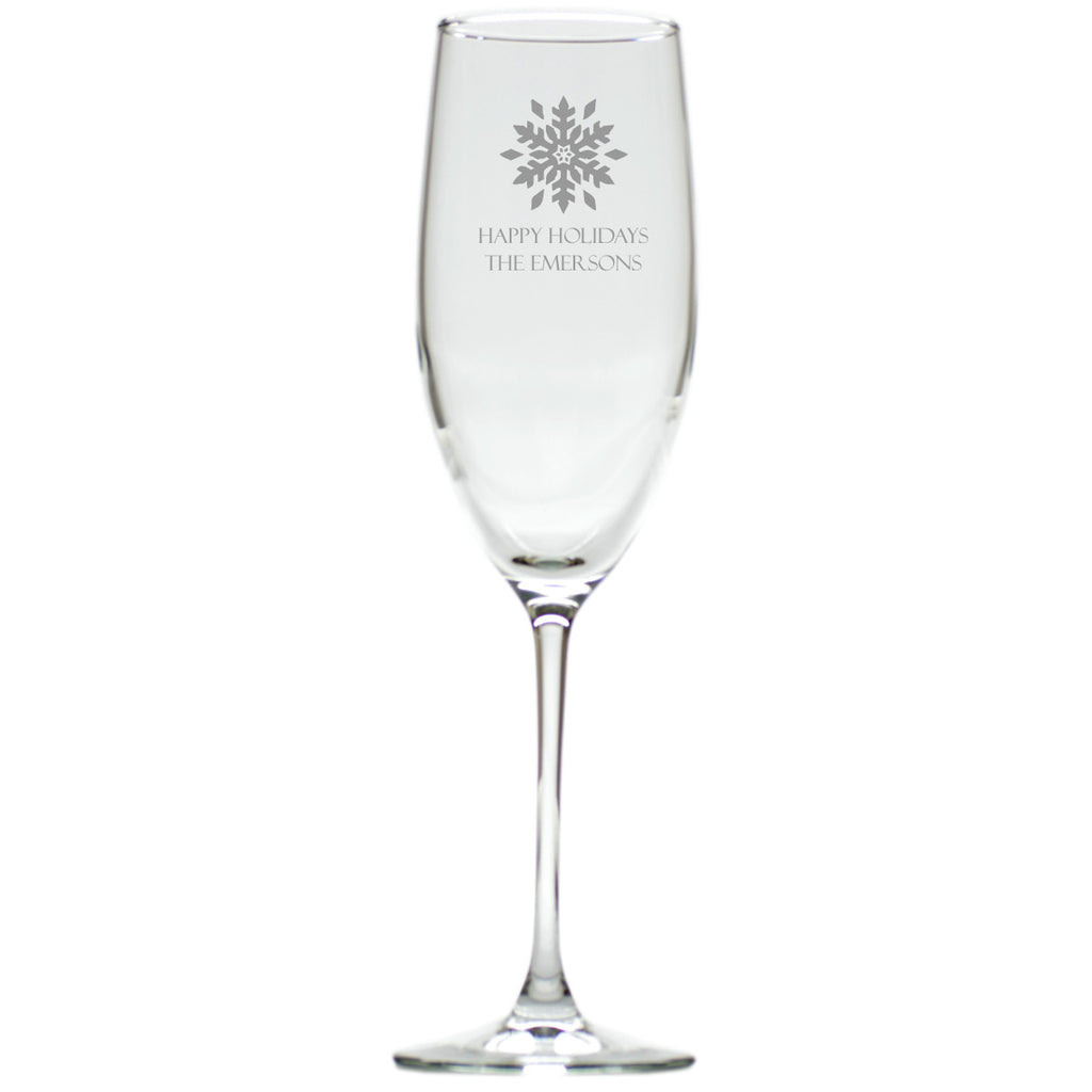 Snowflake Champagne Glasses ~ Personalized ~ Set of 4