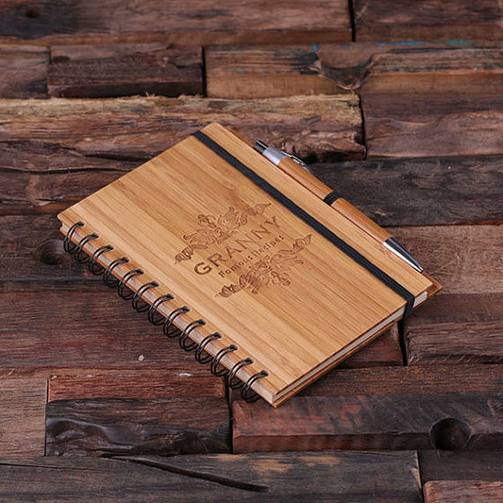 Bamboo Notebook and Pen - Personalized