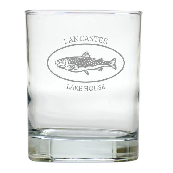 Trout Lake House Double Old Fashioned Glasses ~ Personalized ~ Set of 6