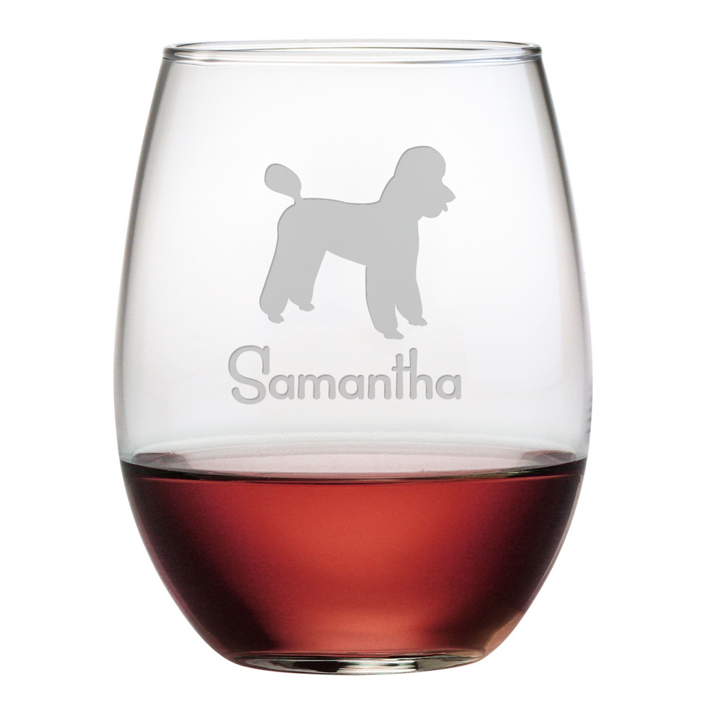 Poodle Stemless Wine Glasses ~ Set of 4 ~ Personalized - Premier Home & Gifts