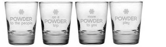 Powder Play Double Old Fashioned Glasses ~ Set of 4