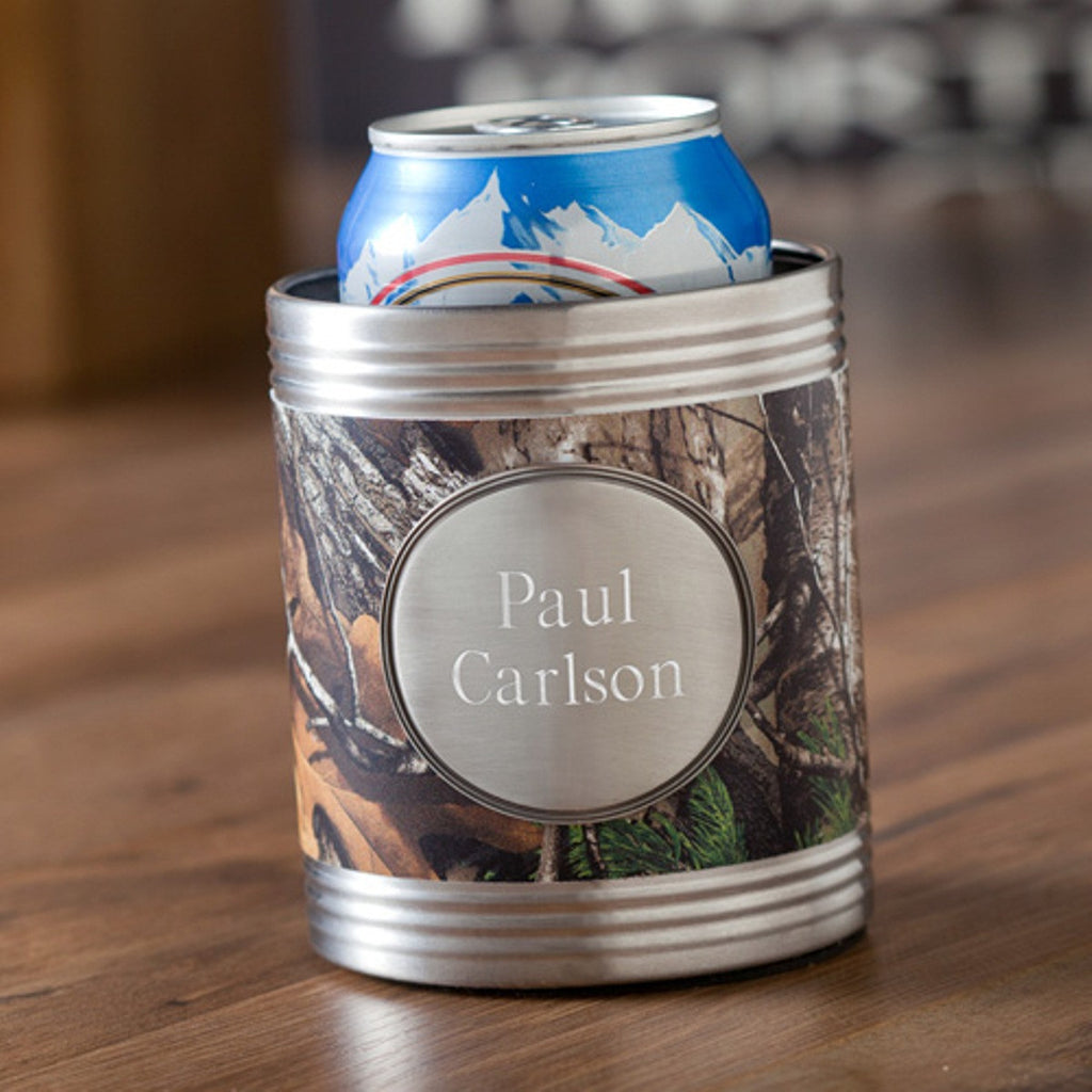 Real Tree Camo Koozie with Medallion - Personalized