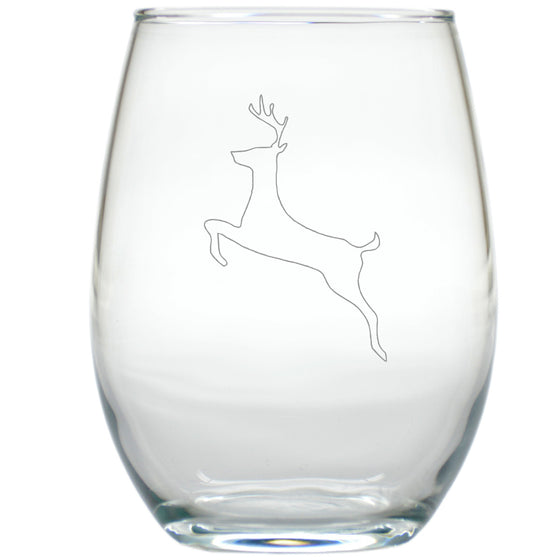 Reindeer ~ Stemless Wine Glasses ~ Set of 4