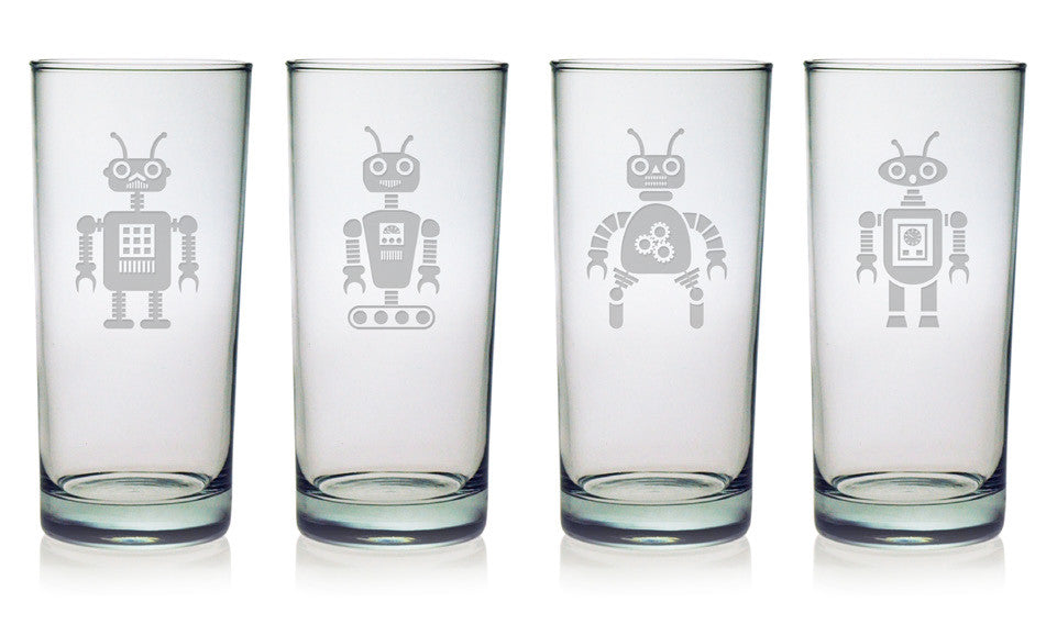 Robot Designs Pint Glasses - Set of 4
