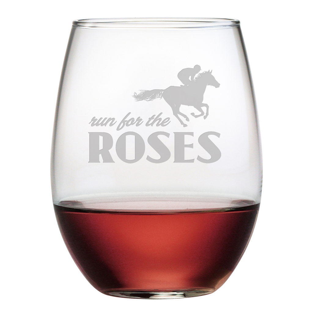 Run For The Roses Stemless Wine Glasses