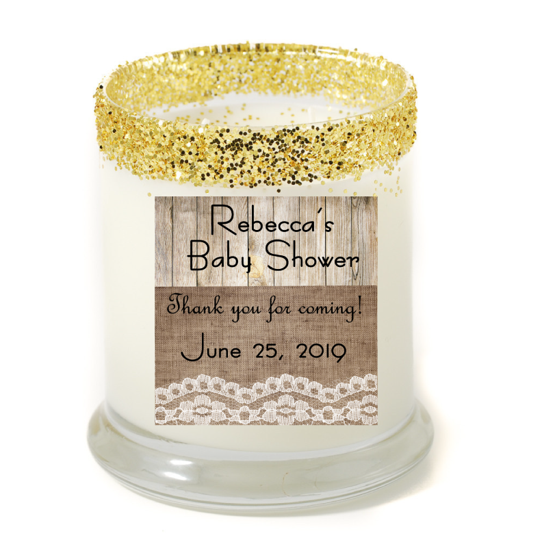 Rustic Baby Shower Party Favor Candle - Baby Shower Gifts - Premier Home & Gifts