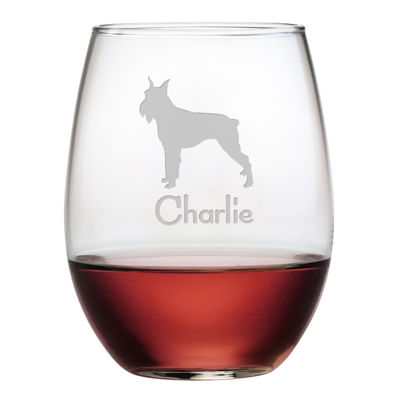 Schnauzer Stemless Wine Glasses ~ Set of 4 ~ Personalized - Premier Home & Gifts