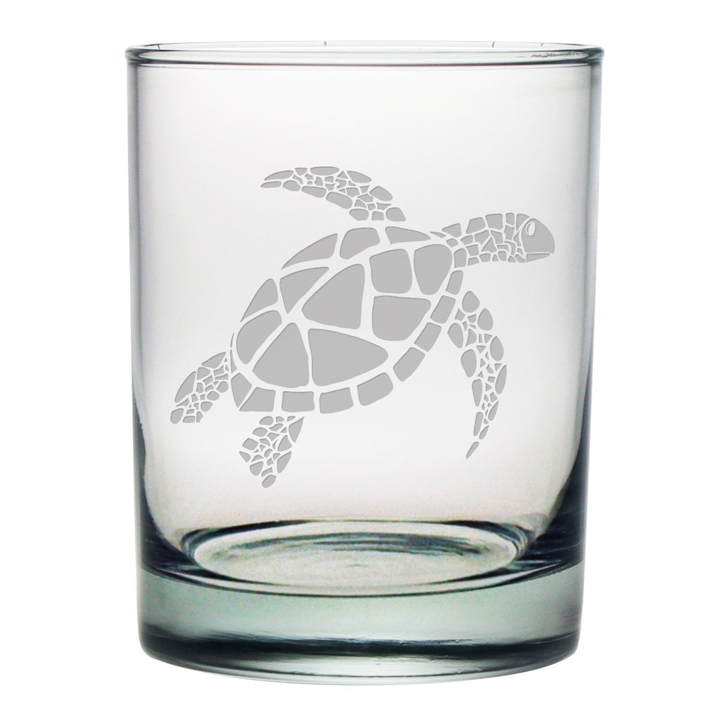 Sea Turtle Design Double Old Fashioned Glasses