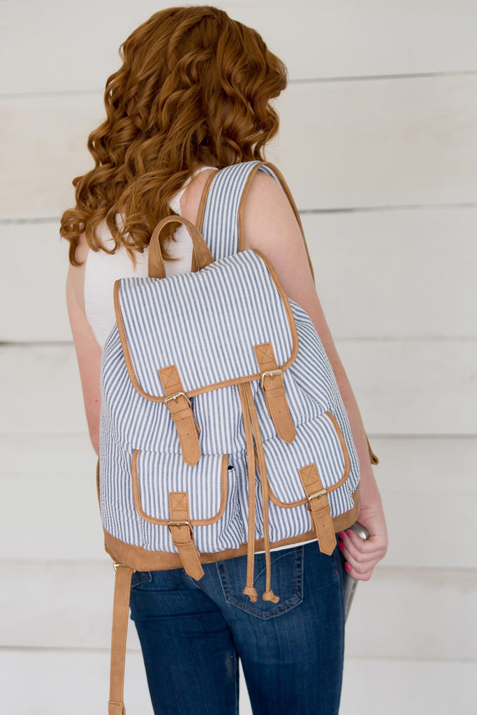 Seersucker Campus Personalized Backpack