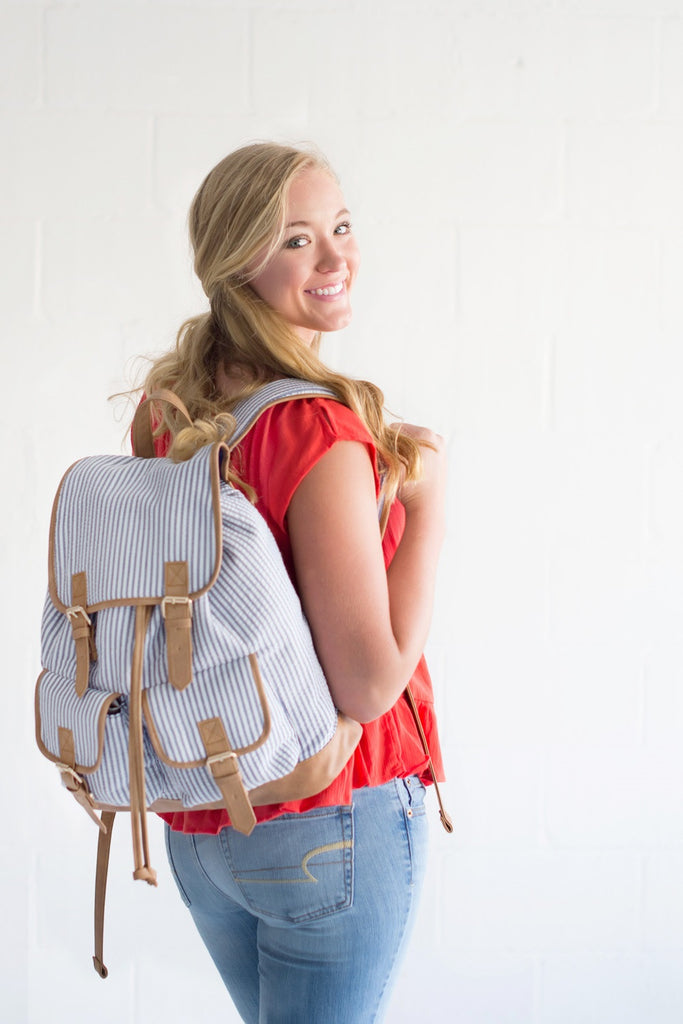 Seersucker Campus Personalized Backpack