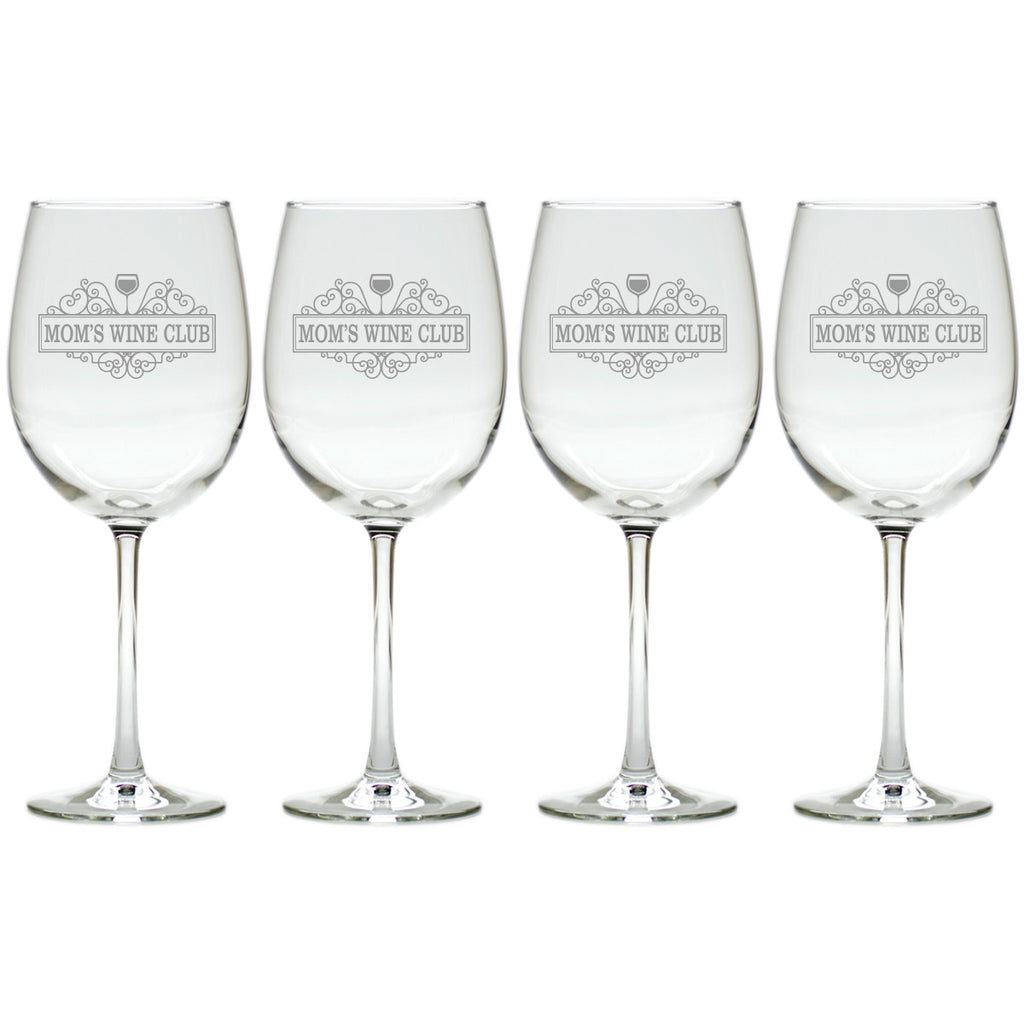 Mom's Wine Club Wine Glasses ~ Set of 4 - Premier Home & Gifts
