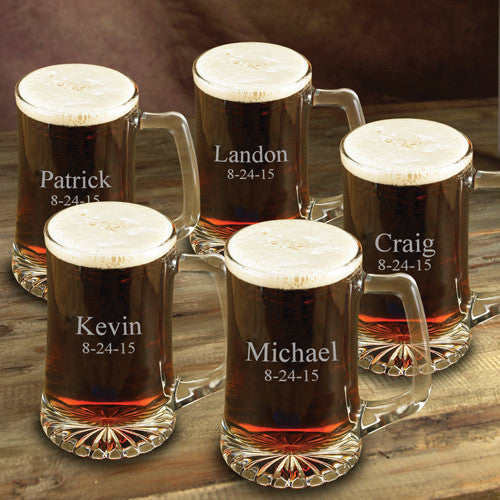 BIG Beer Mugs 25 Oz. ~ Set of 5 ~ Personalized