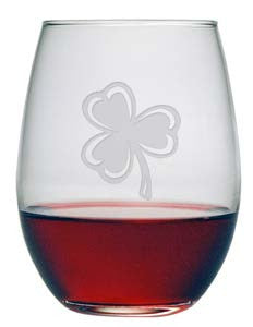 Shamrock Stemless Wine Glasses ~ Set of 4