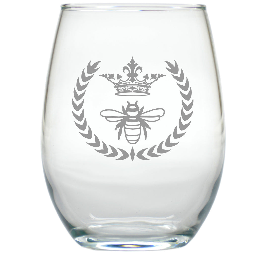Crown Bee Stemless Wine Glass - Premier Home & Gifts