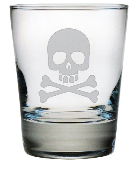Skull and Crossbones Double Old Fashioned Glasses 