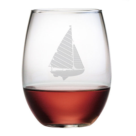 Sailboat Stemless Wine Glasses
