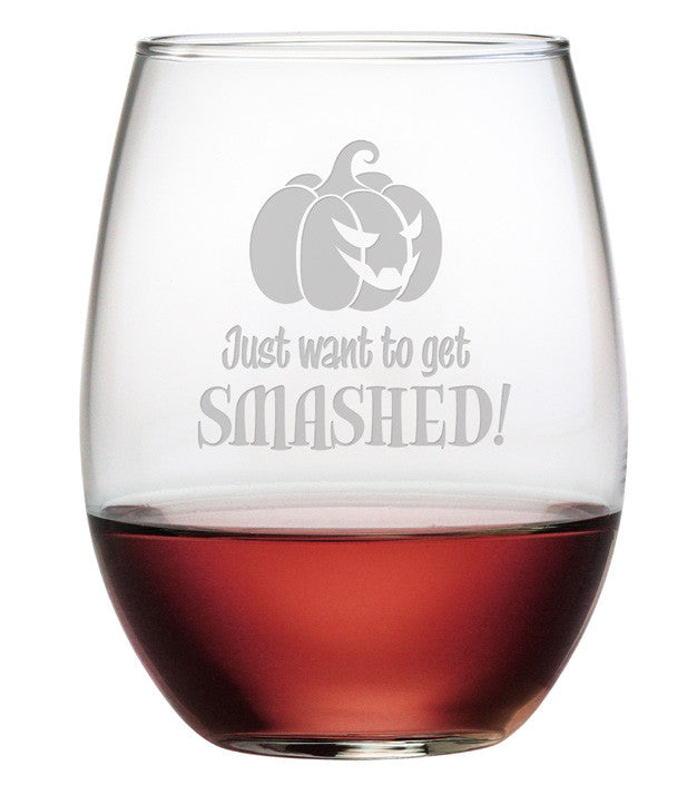 Get Smashed Stemless Wine Glasses ~ Set of 4