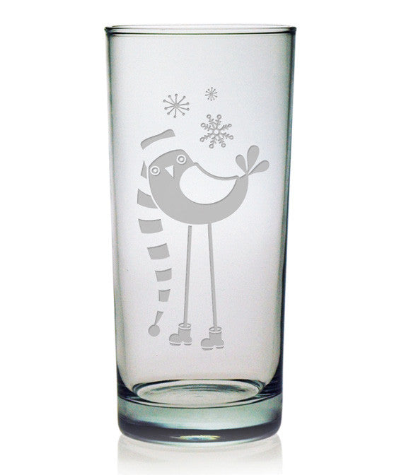 Snow Bird Highball Glasses ~ Set of 4