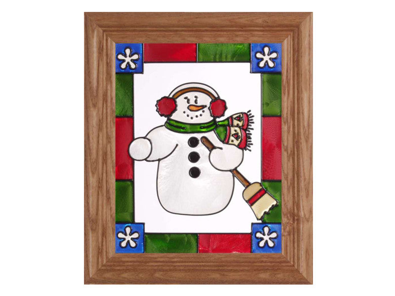 Happy Snowman Stained Glass Art