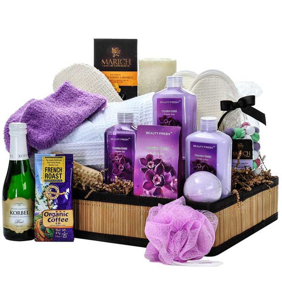 Hawaiian Orchid Luxury Spa Gift Basket - Gift Baskets for Her