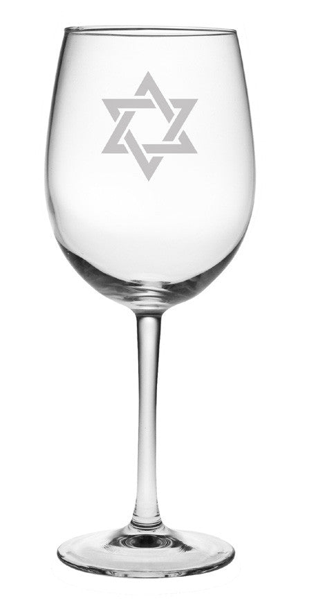 Star of David Wine Glasses ~ Set of 4