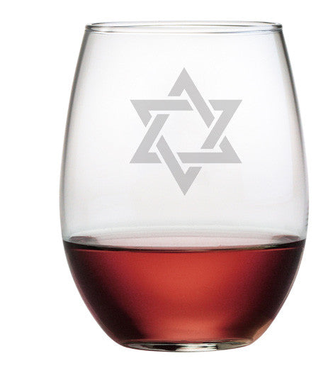 Star of David Stemless Wine Glasses ~ Set of 4