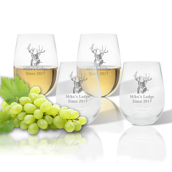 Hunters Lodge Outdoor Acrylic Stemless Wine Glasses - Cabin Gifts