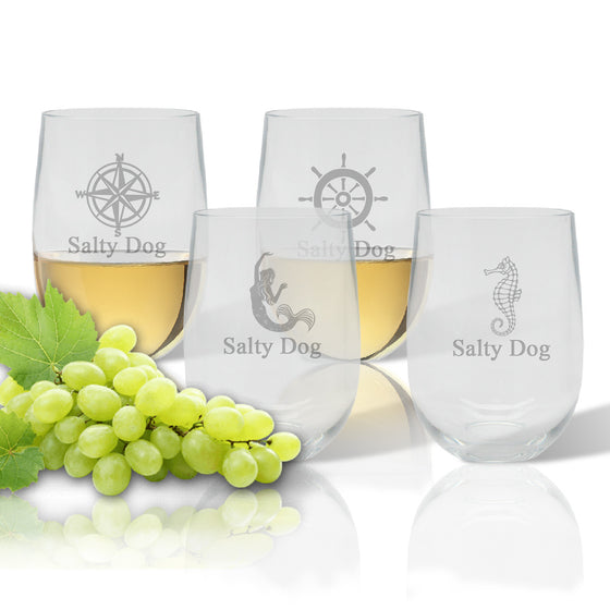 Nautical Outdoor Acrylic Stemless Wine Glasses - Premier Home & Gifts