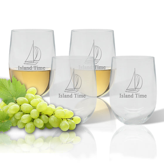 Island Time Outdoor Acrylic Stemless Wine Glasses - Premier Home & Gifts