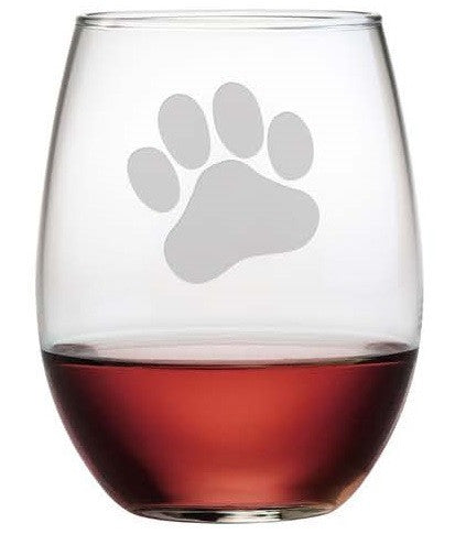 Paw Print Stemless Wine Glasses