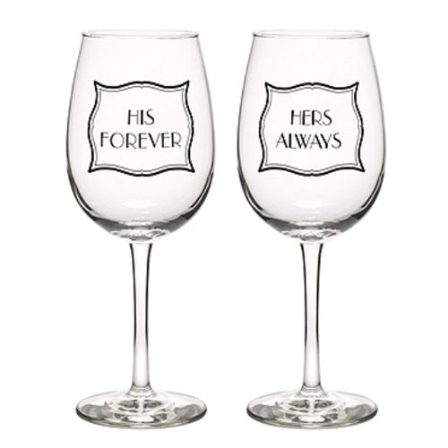 Forever and Always Wine Glasses ~ Set of 2 ~ Premier Home & Gifts